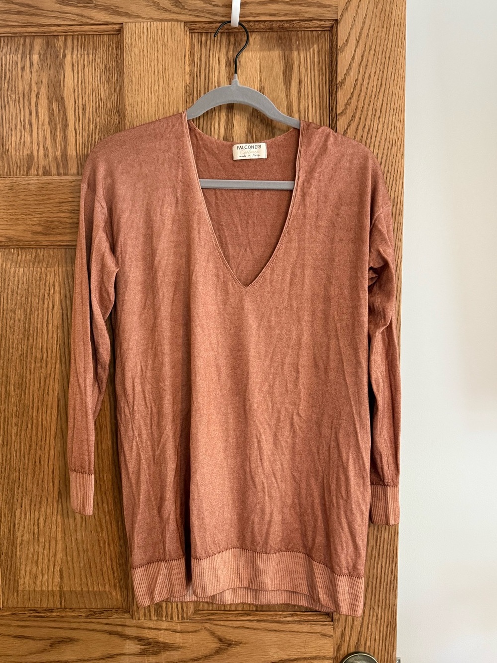 Falconeri V-Neck Lightweight Cashmere Sweater - Rust